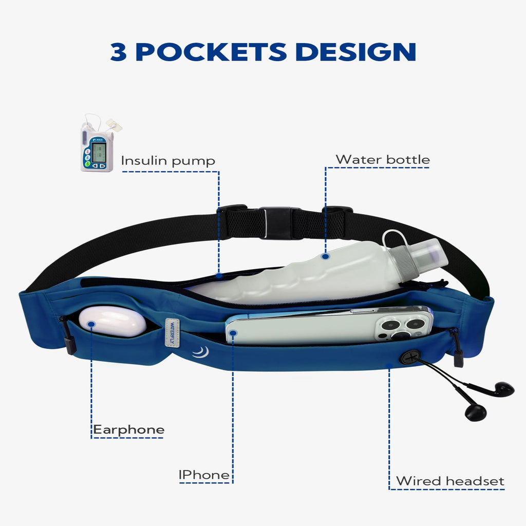 WATERFLY Unisex Adjustable Non-Slip Jogging Exercise Fitness Nylon Running Waist Belt,Black