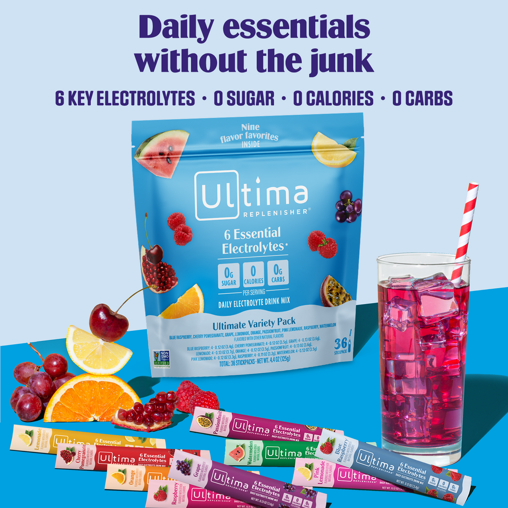 Ultima Replenisher, Electrolyte Drink Mix Packets, Sugar Free Daily Hydration Powder, Mocktini Variety Pack, 16 Count Stickpacks