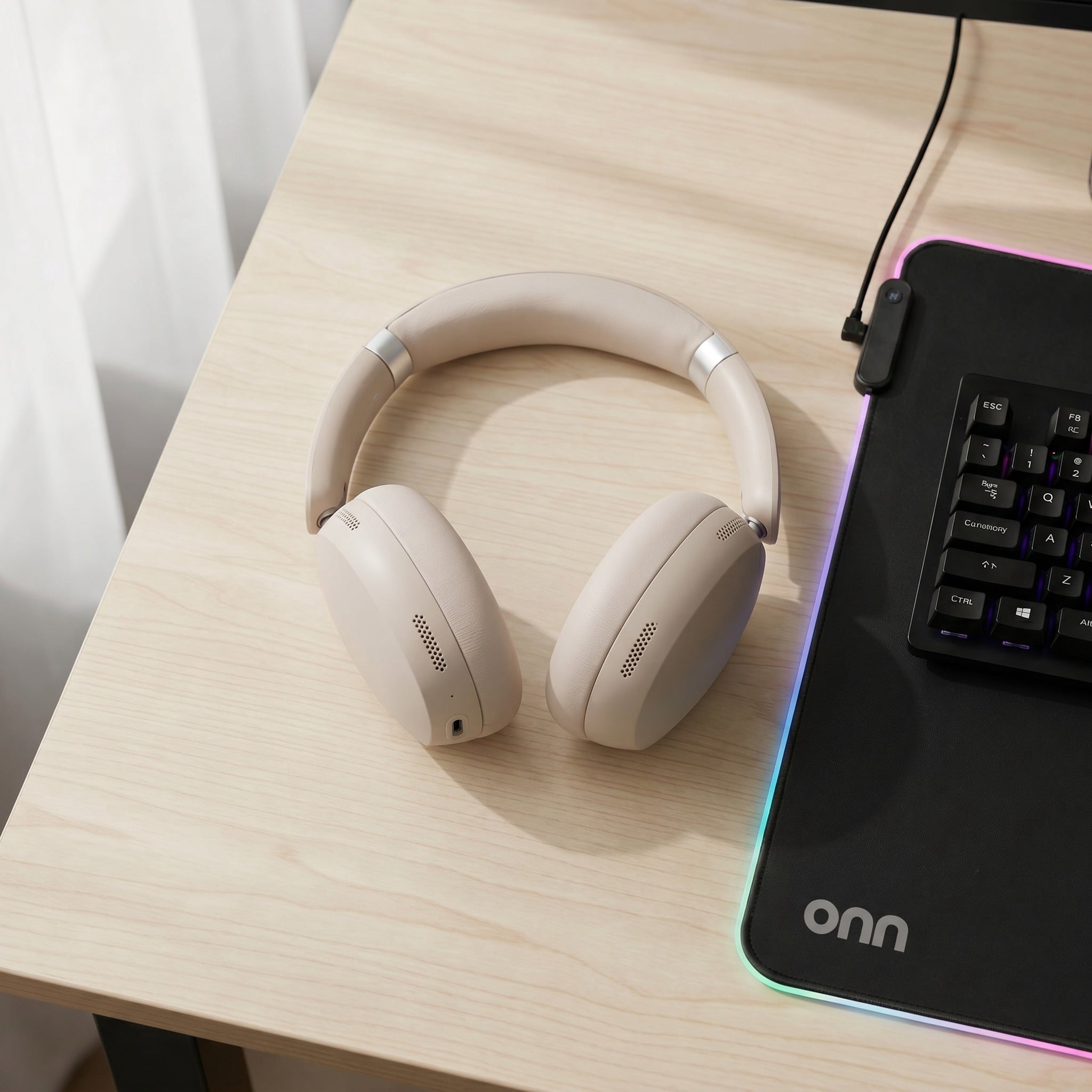 onn Hushbyte Wireless Over-Ear Headphones, Black