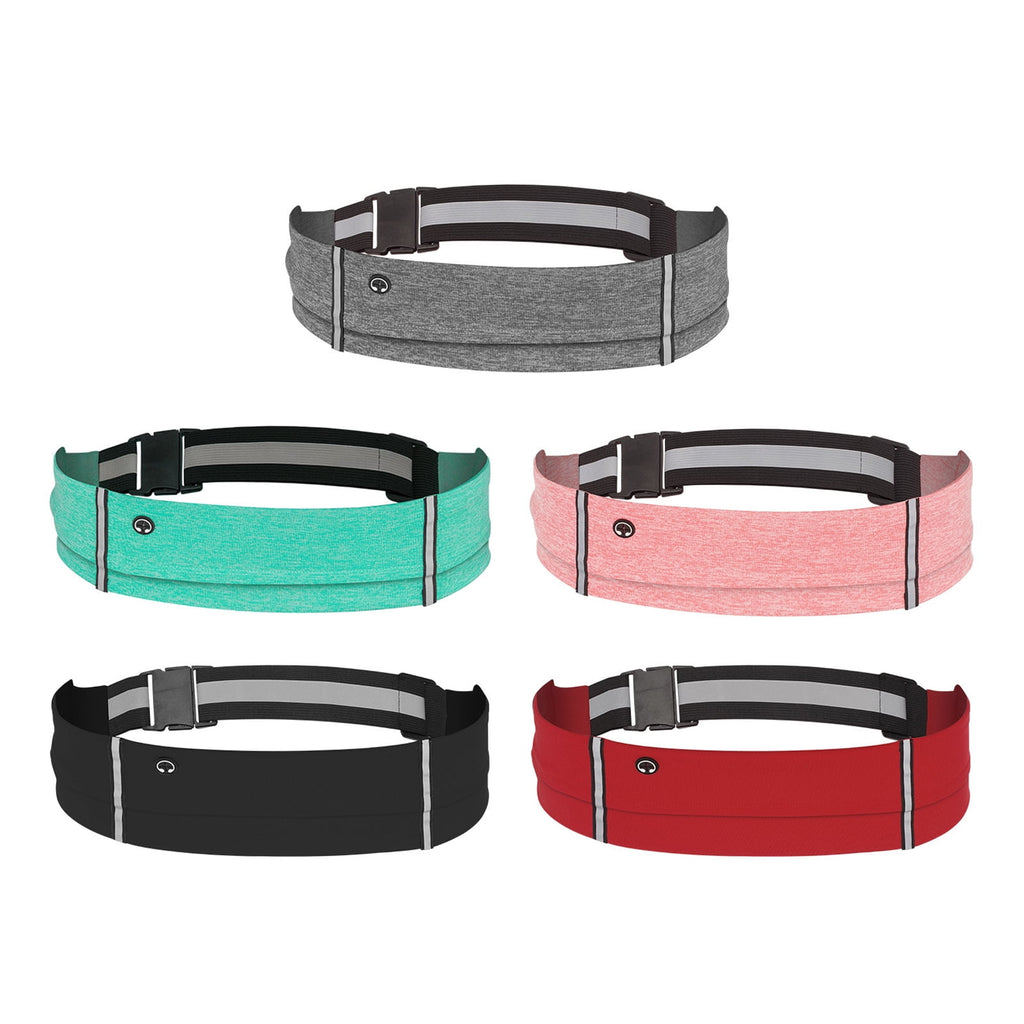 Reflective Running Belt Elastic Waist Pack Phone Holder Running Waist Bag With Headphone Hole for Walking Cycling Hiking