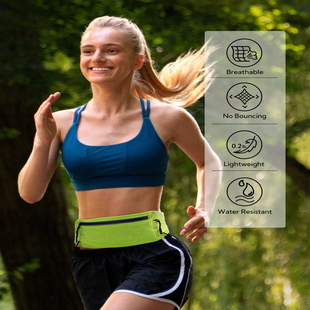 WATERFLY Unisex Adjustable Sports Jogging Fitness Nylon Running Waist Belt Band,Black