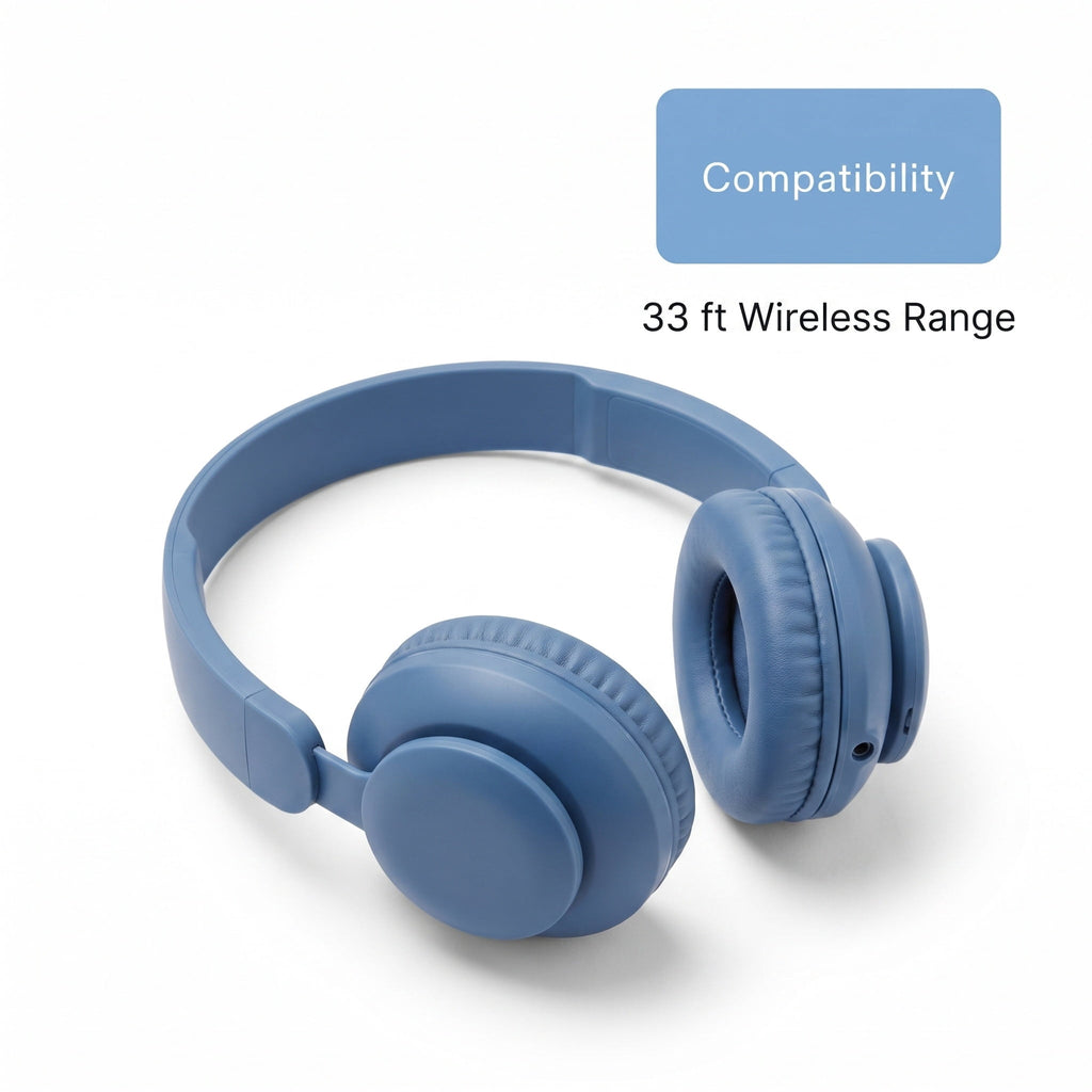 onn Wireless On-ear Headphones with Bluetooth, Black
