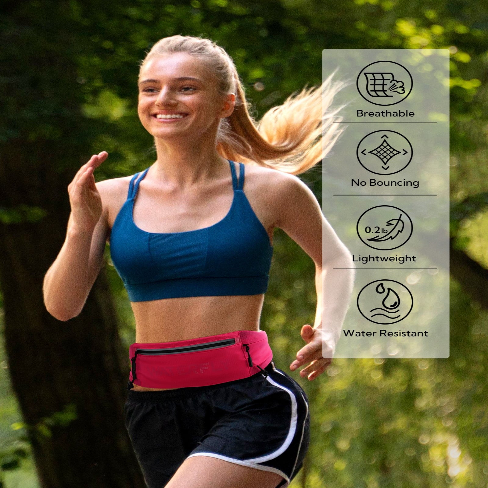 WATERFLY Unisex Adjustable Sports Jogging Fitness Nylon Running Waist Belt Band,Black