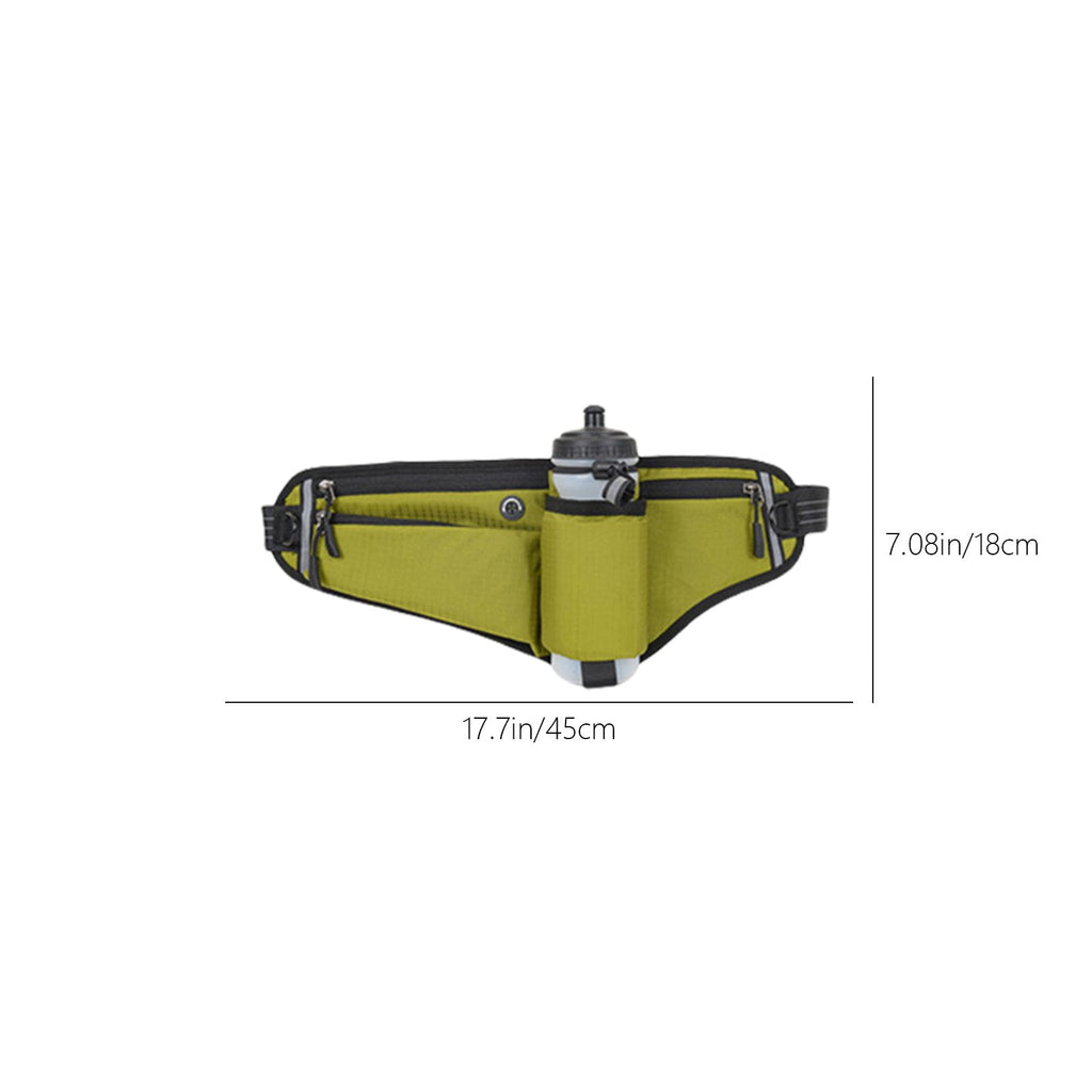 Running Belt for Women & Men with Water Bottle Holder,17.7x7inch Waterproof Running Waist Packs,Multi Functional Running Gear Accessories,Suitable for Marathons and Outdoor Running(Green)