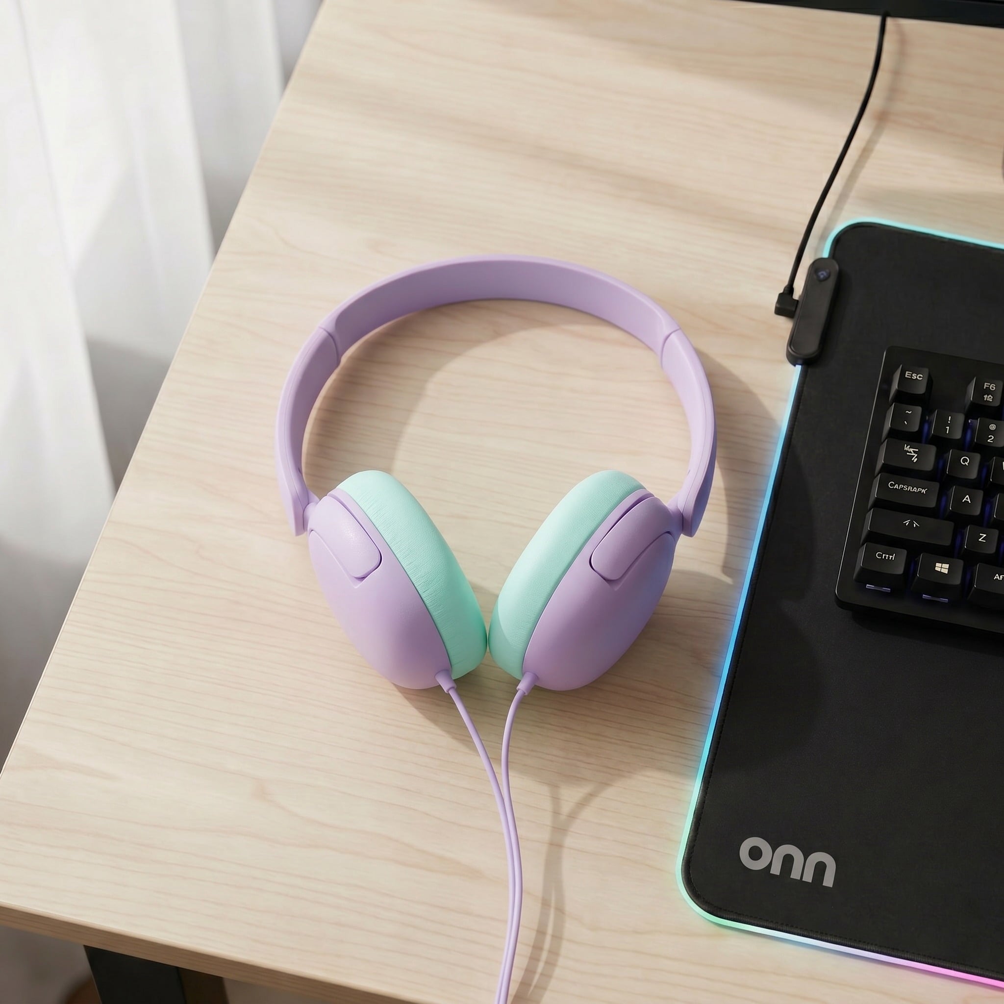 onn On-Ear Headphones with 3.5 mm Connector, Pink