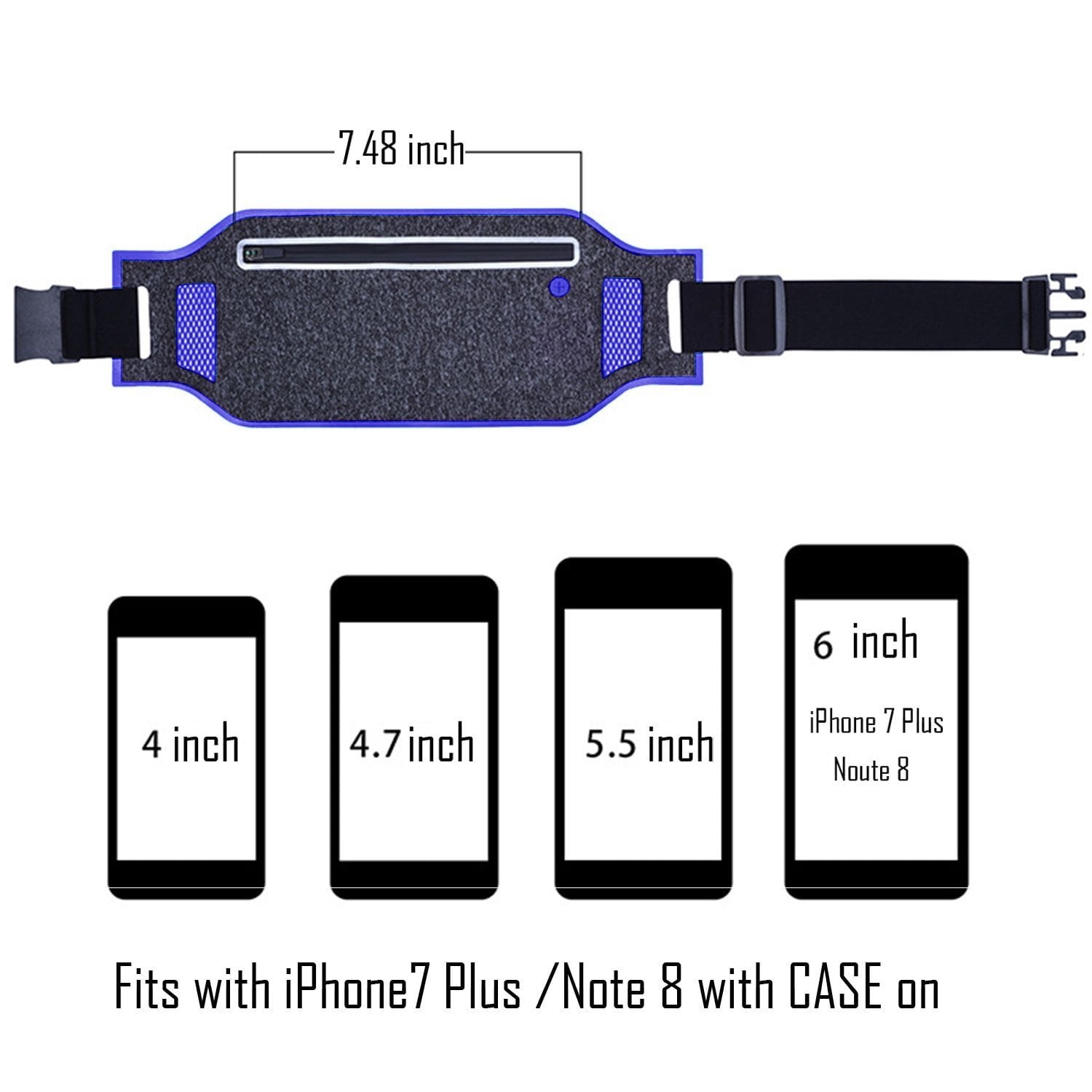 Running Waist Pack, EpicGadget(TM) Lightweight Water Resistant Reflective Runner Belt Sports Fanny Pack Adjustable Waistband (Light Blue)