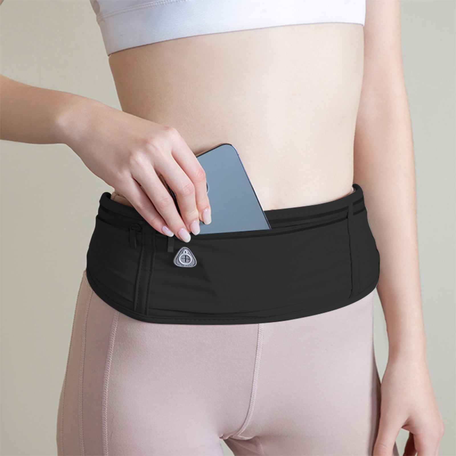 Harlier Slim Running Belt for Women Men-Runners, Phone Holder Fanny Pack, Adjustable Bounce Free Waist Pouch bag for Workout, Money Belt, Run Gear Accessories - Black