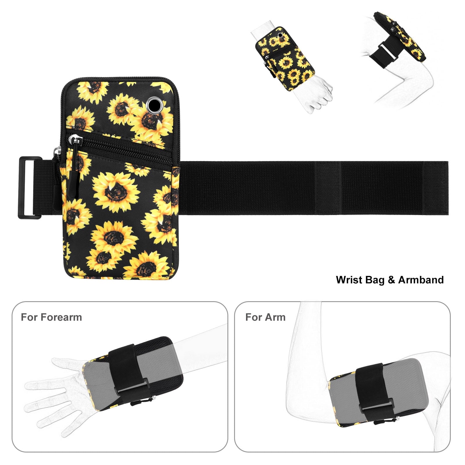 HAWEE Cell Phone Arm Bands Bag for Women Sports Running Pouch Hold Smartphone 6.28 Inches Full-screen, Colorful Flower