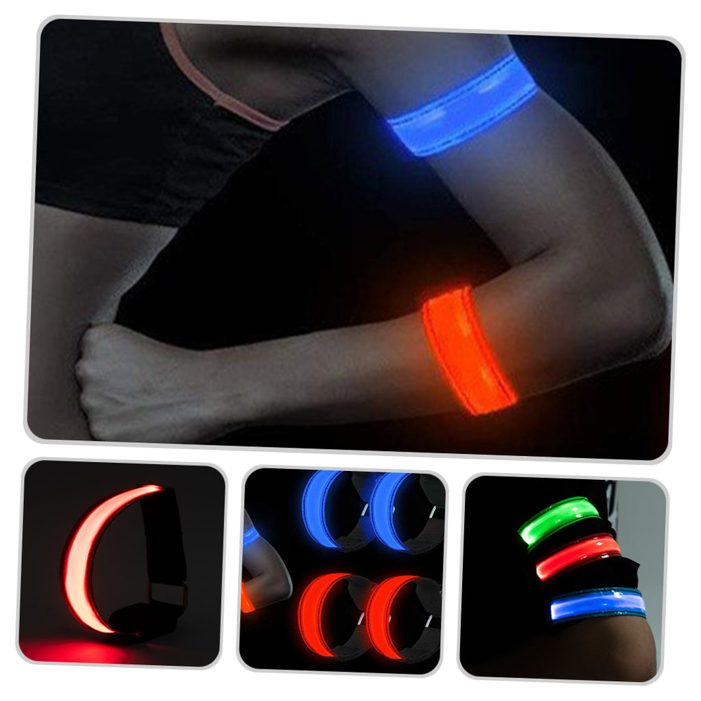 LULULION 2Pcs Rechargeable Red Reflective Running Gear Adjustable Lightweight Nylon LED Armband