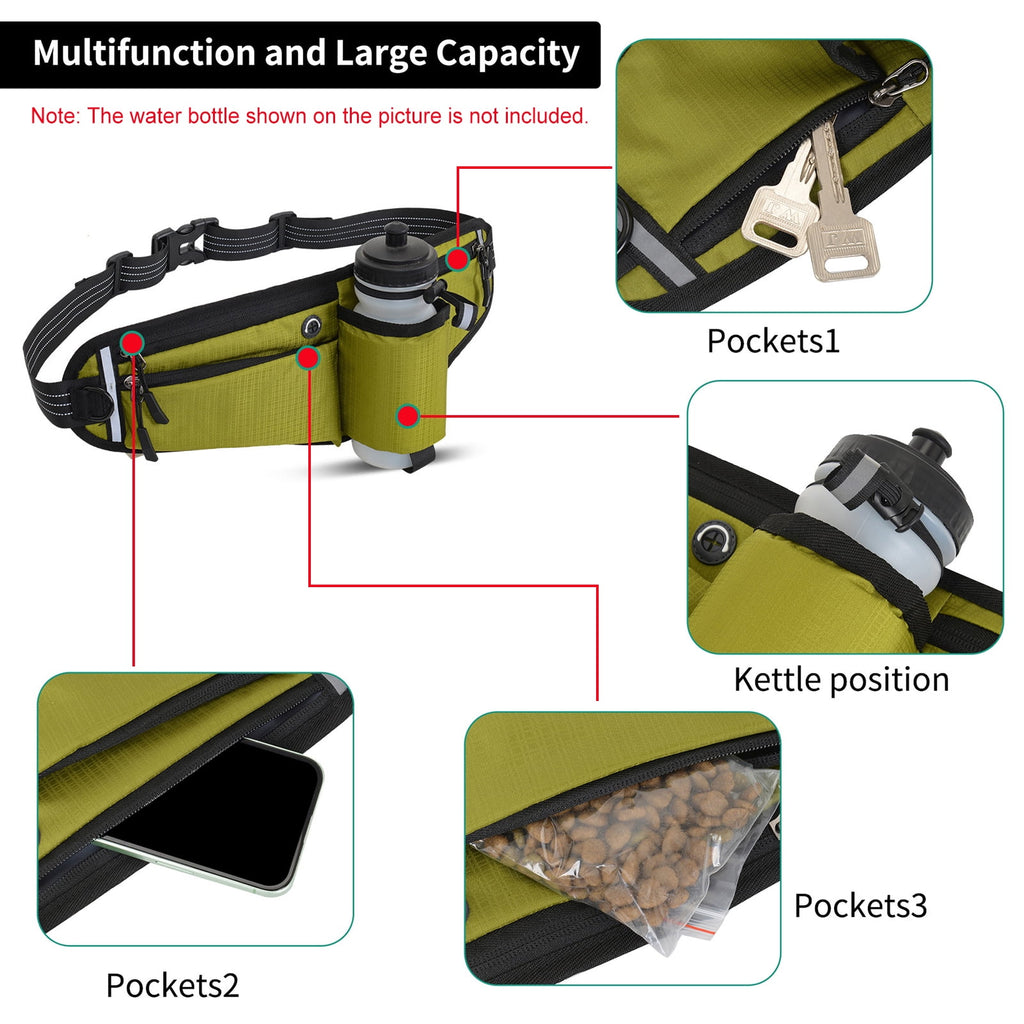 NFTIGB Running Belt Waist Pack Adjustable Hydration Bag with Water Bottle Holder for Runners Men Women, Black (10.63 inches / 27 cm)