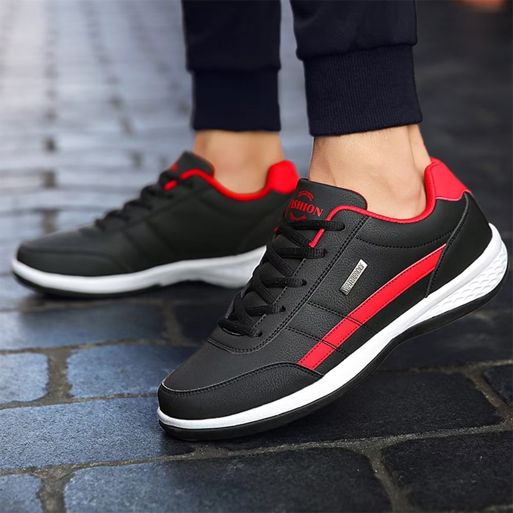 Dumajo Mens Shoes Fashion Running Sneaker Casual Leather Sport Shoes Breathable Comfortable Walking Shoes