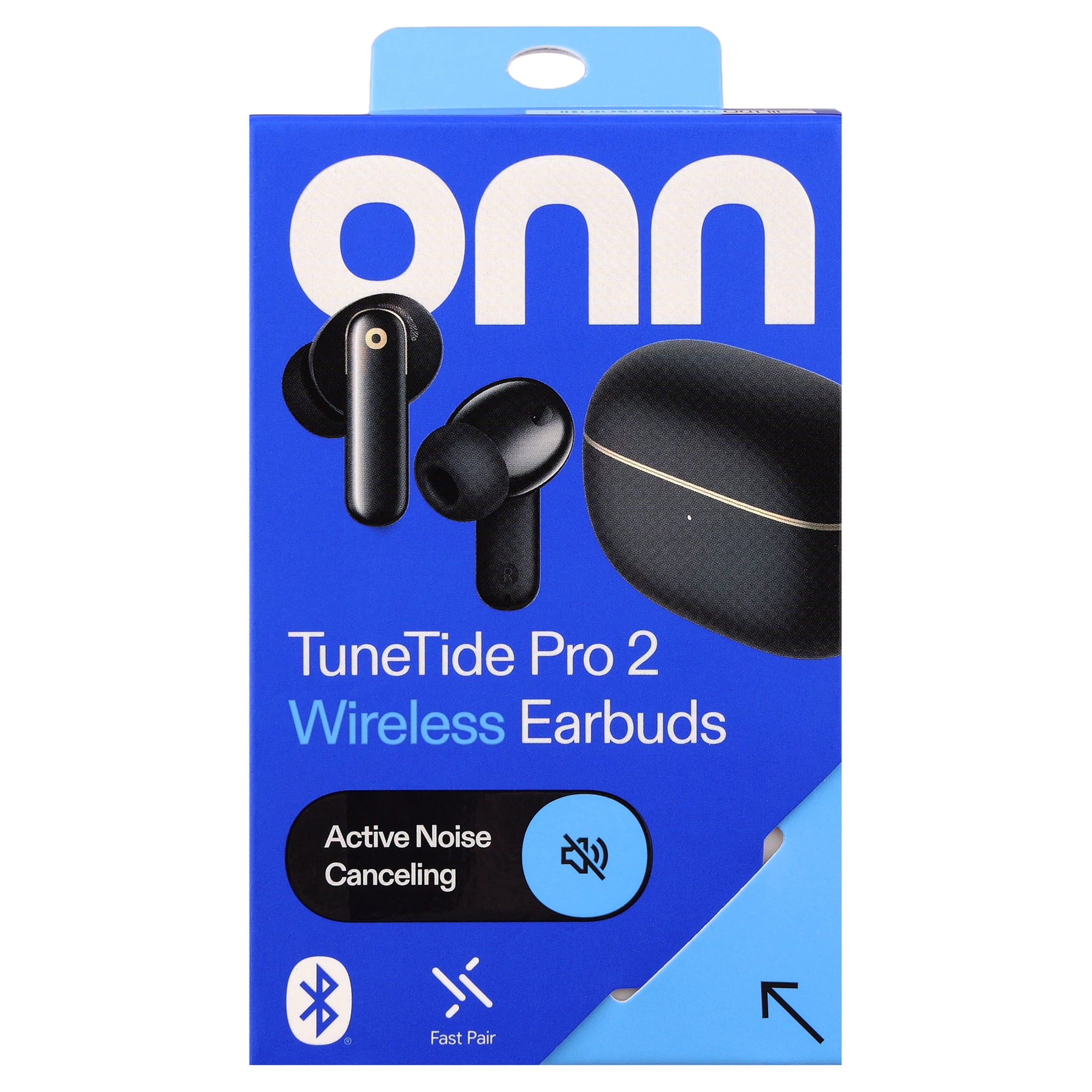 onn TuneTide Pro 2 Wireless Earbuds, Black
