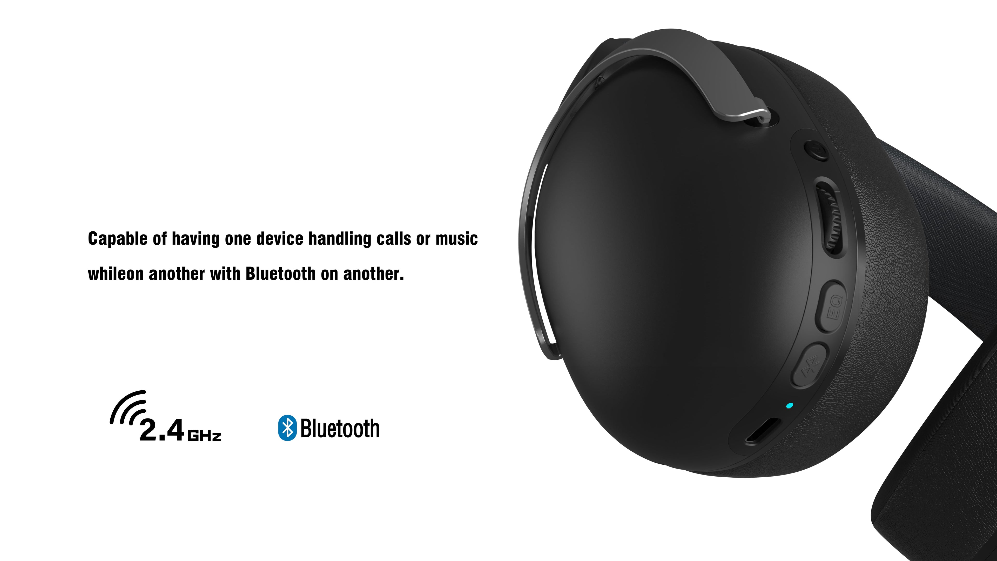 onn Wireless Gaming Headset Compatible with PlayStation 5, Bluetooth/2.4GHz, Black