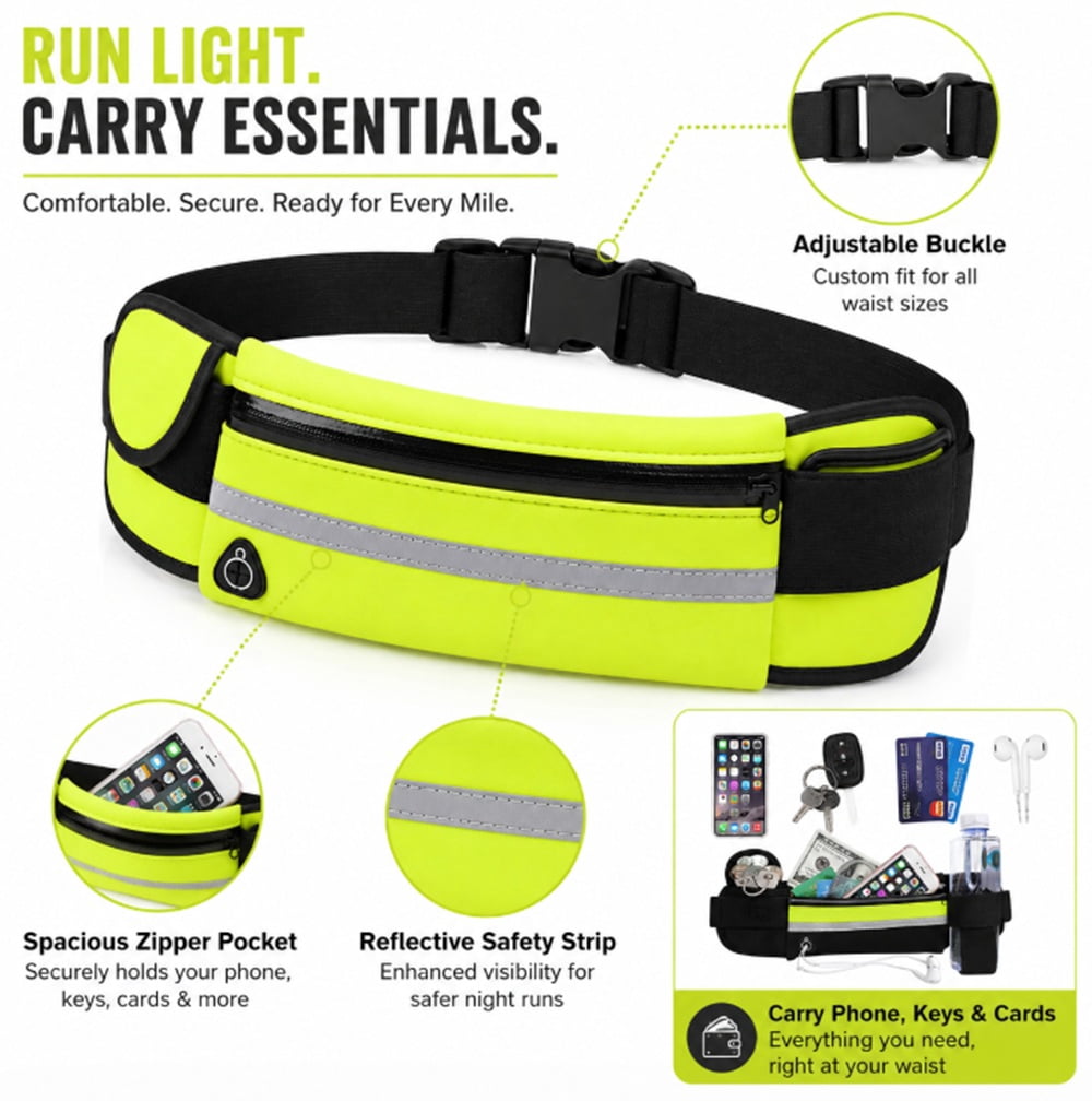 Slim Running Belt Waist Pack, Adjustable Travel Belt Bag for Phone, Keys and Small Essentials, TIKA