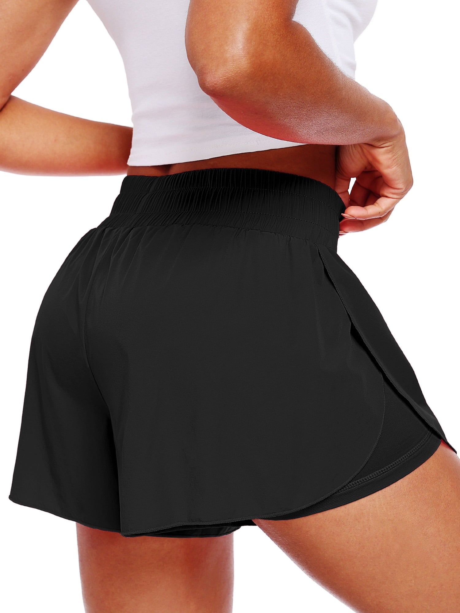 NELEUS Womens 2 in 1 Workout Yoga Shorts for Athletic Gym Running Casual Summer Short with Pocket,Navy Blue,US Size L