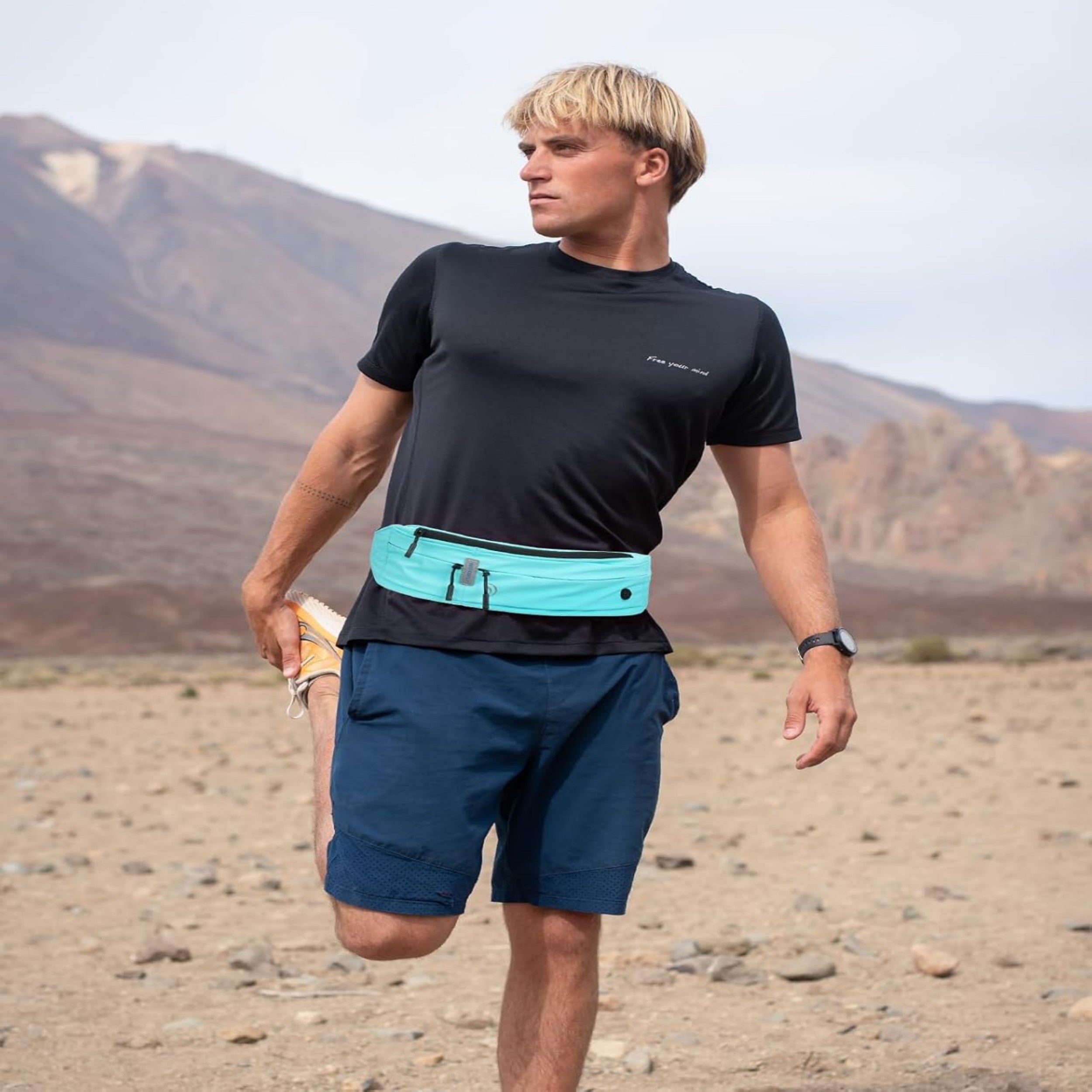 WATERFLY Unisex Adjustable Non-Slip Jogging Exercise Fitness Nylon Running Waist Belt,Black