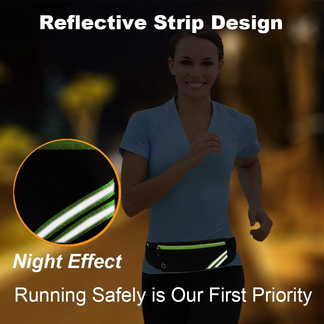 Slim running belt waist bag mobile phone holder money belt female and male | hiking cycling exercise travel waist bag, reflective runner with jogging bag, sports equipment accessories