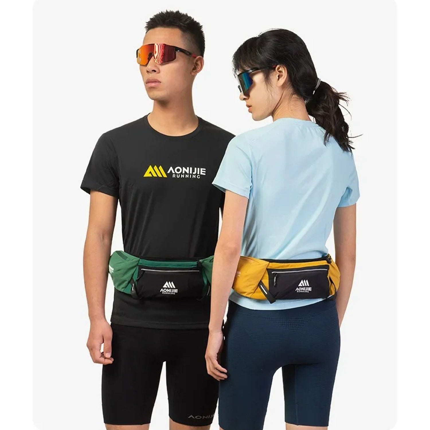AONIJIE Running Waist Pack, 125g Lightweight Fitness Belt Bag with 500ml Soft Flask, Bounce-Free Workout Hydration Belt for Men & Women, Model W8138