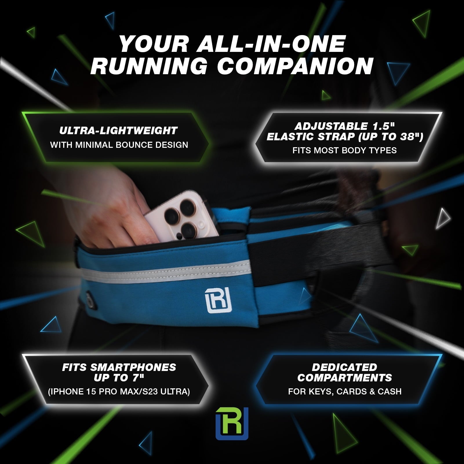 RunUnited Waist Pack for Running, Hiking & Gym - Waterproof Running Accessory w/ Phone Holder & Reflective Stripe, Color: Yellow