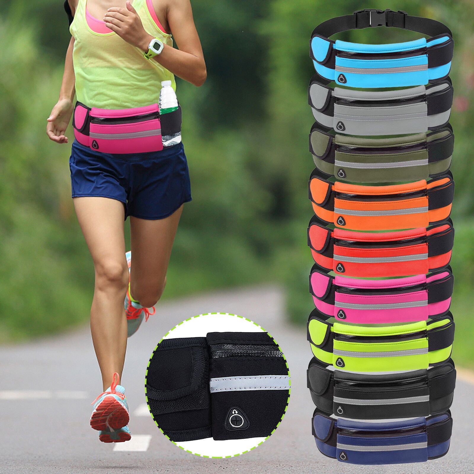 hengsof Running Belt Waist Pack Bag,Workout Gear,Gym Fitness Fanny Pack for Phone,Cell Phone Holder for Running,Jogging Pocket Belt for Women & Men,Running Accessories