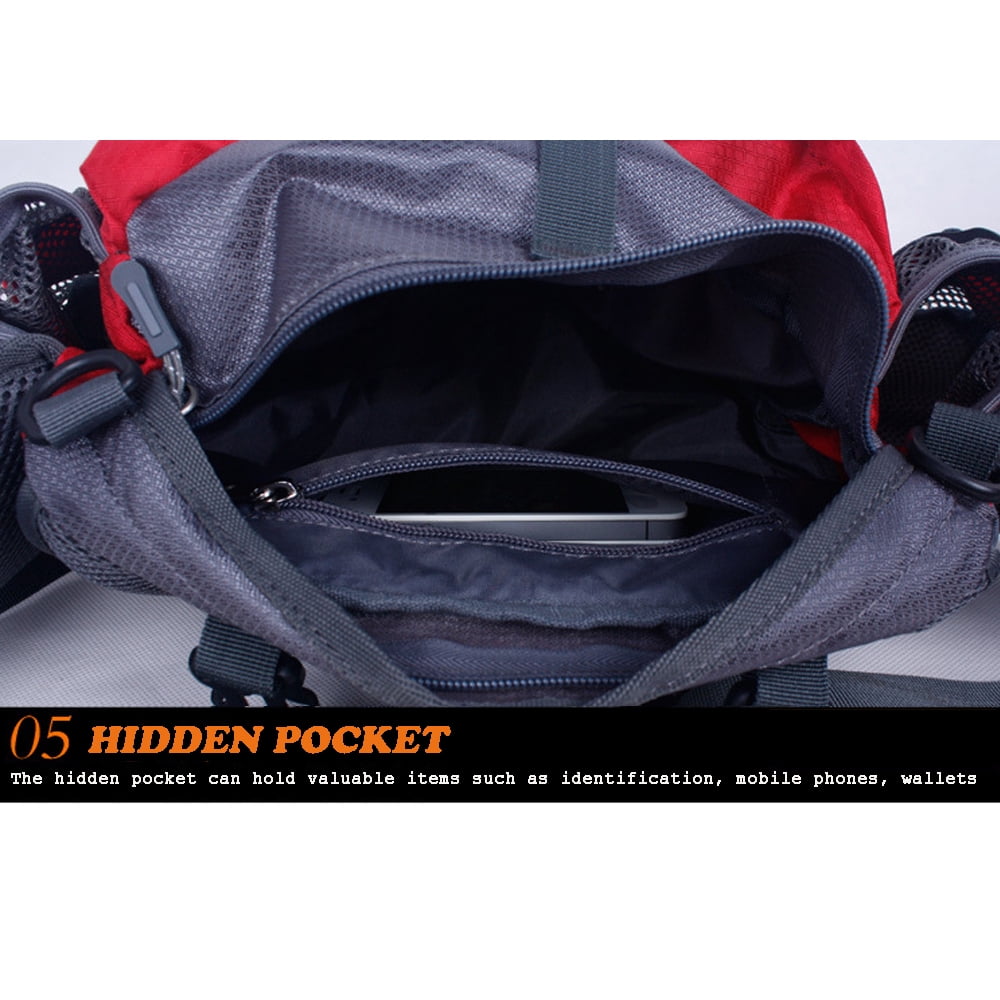 Running Bags Outdoor Fanny Pack Hiking Camping Biking Waterproof Waist Pack 2 Water Bottle Holder Sports Bag for Women Men Black