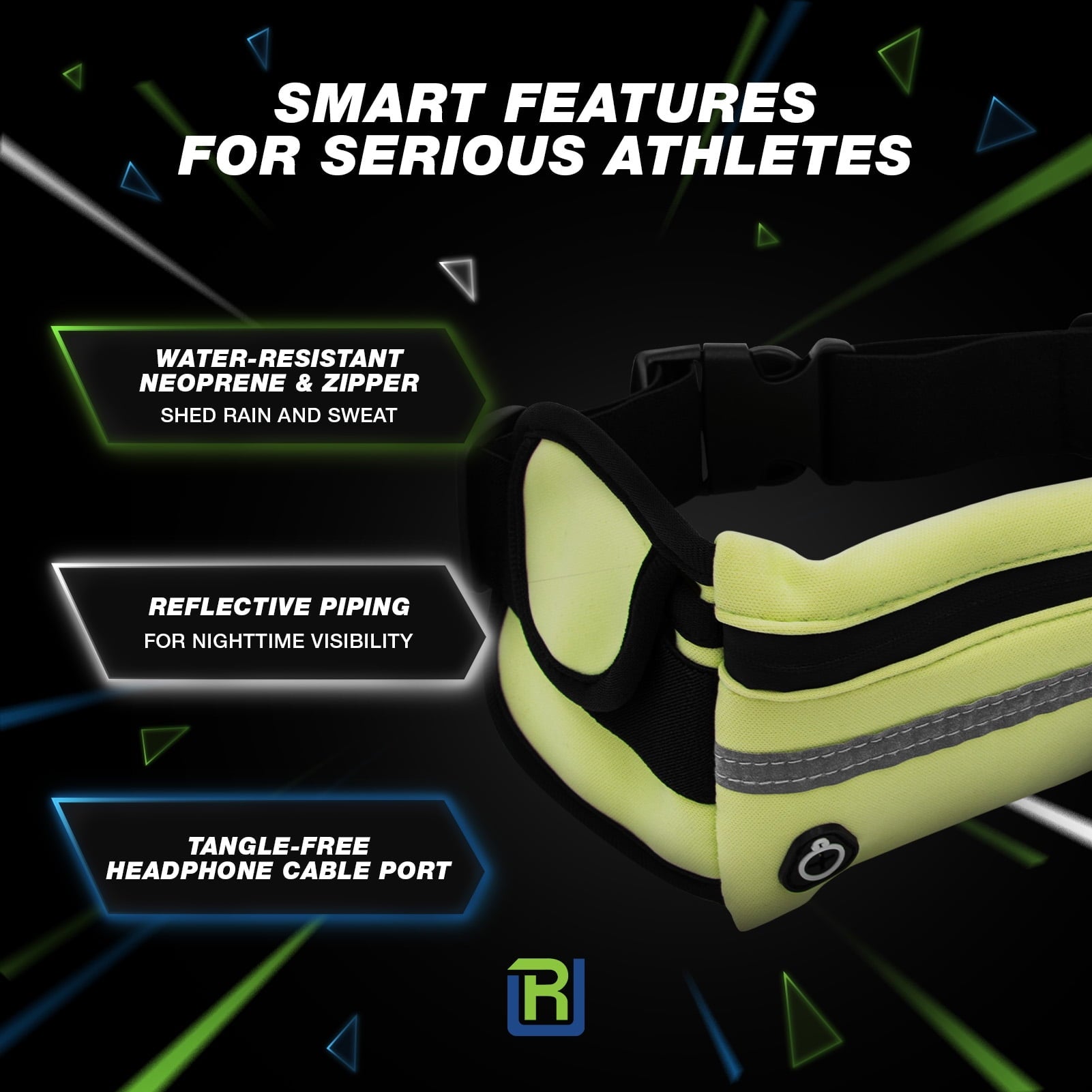 RunUnited Waist Pack for Running, Hiking & Gym - Waterproof Running Accessory w/ Phone Holder & Reflective Stripe, Color: Yellow