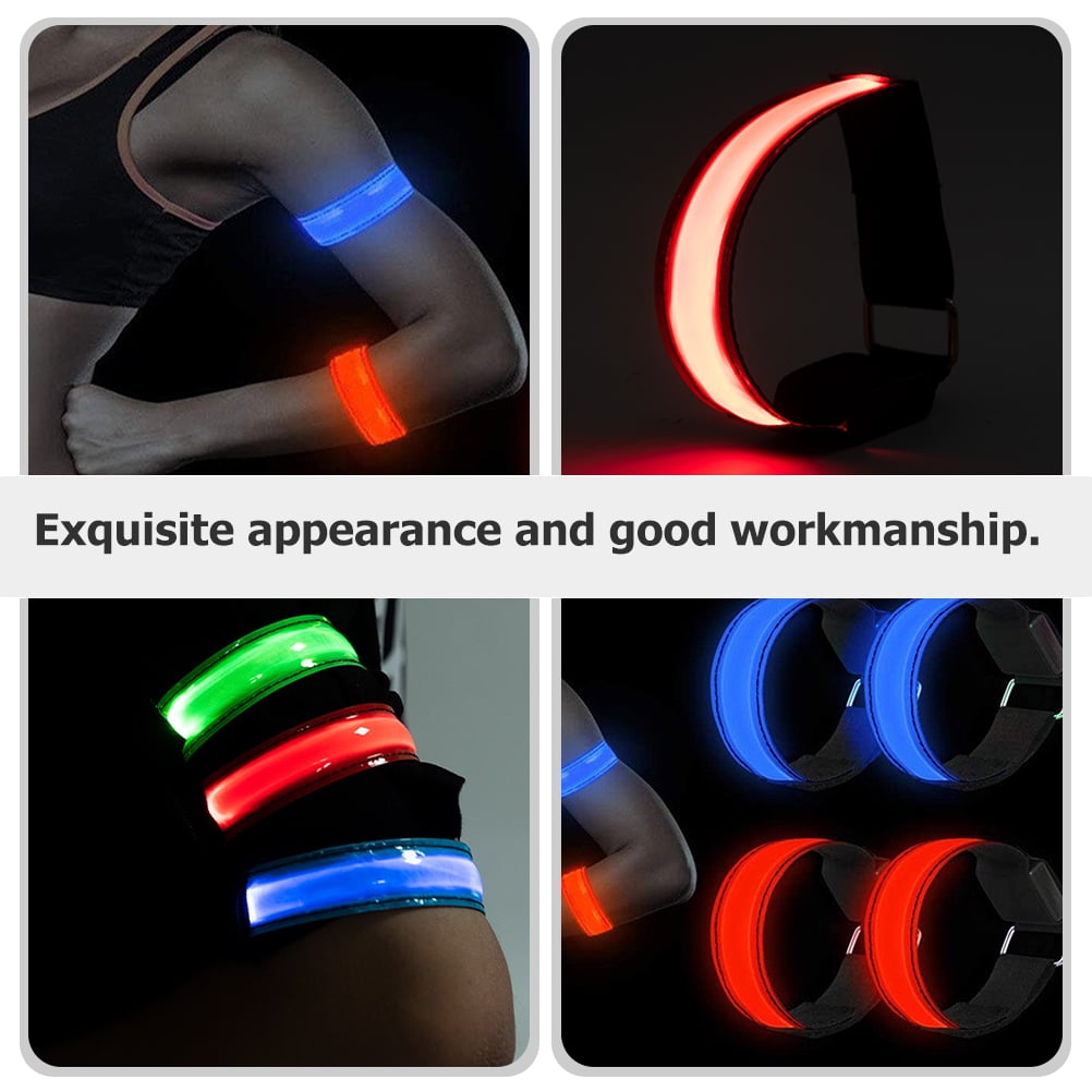 LULULION 2Pcs Rechargeable Red Reflective Running Gear Adjustable Lightweight Nylon LED Armband