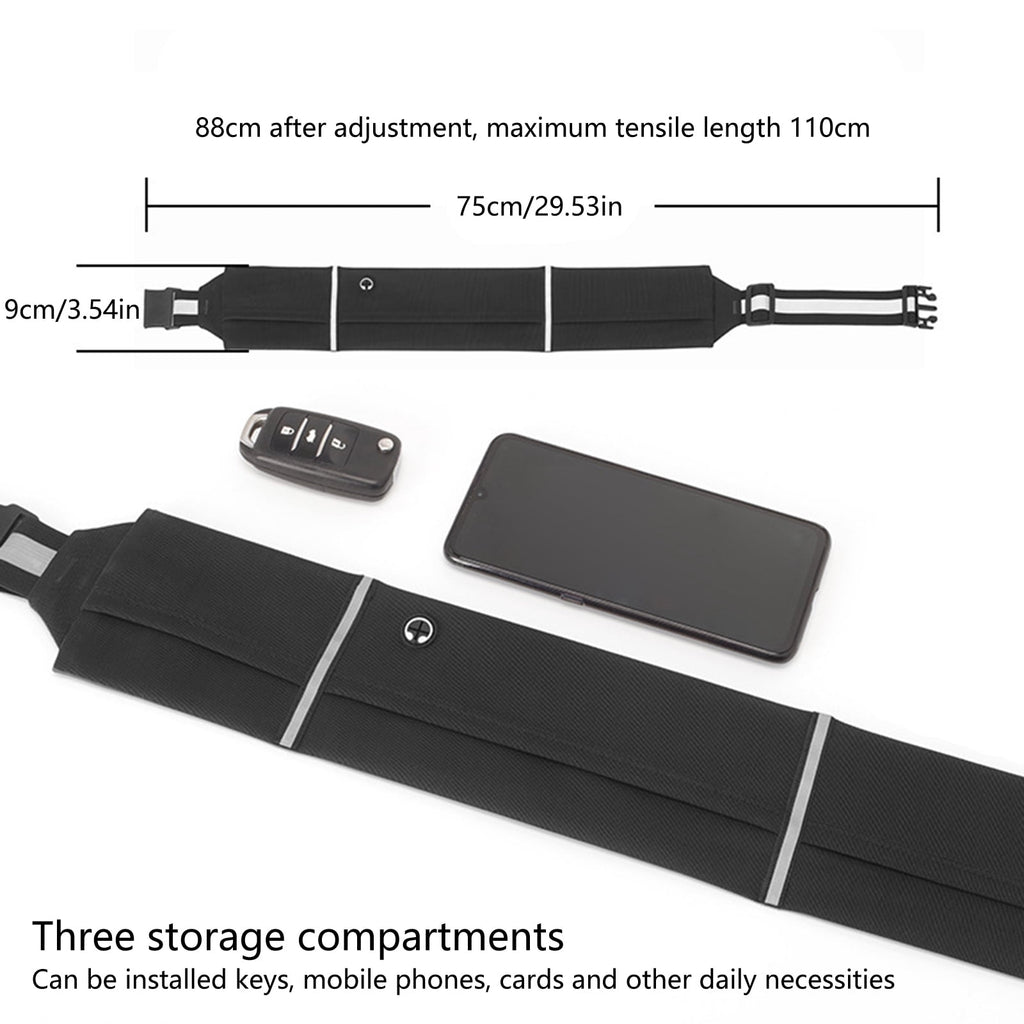 Reflective Running Belt Elastic Waist Pack Phone Holder Running Waist Bag With Headphone Hole for Walking Cycling Hiking