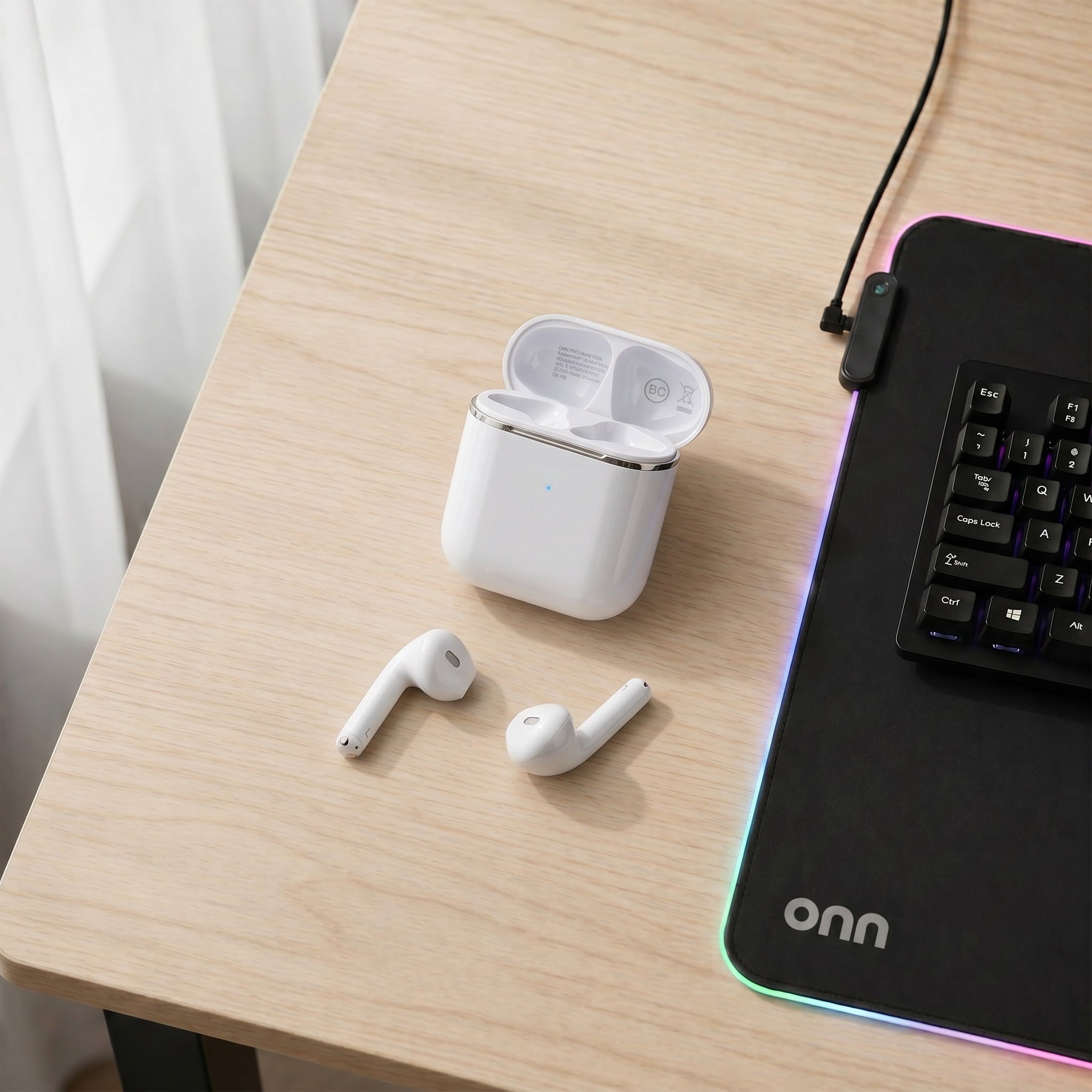 Onn Vibraudio Pro 2 Wireless Earbuds with Bluetooth and Noise Canceling, Black