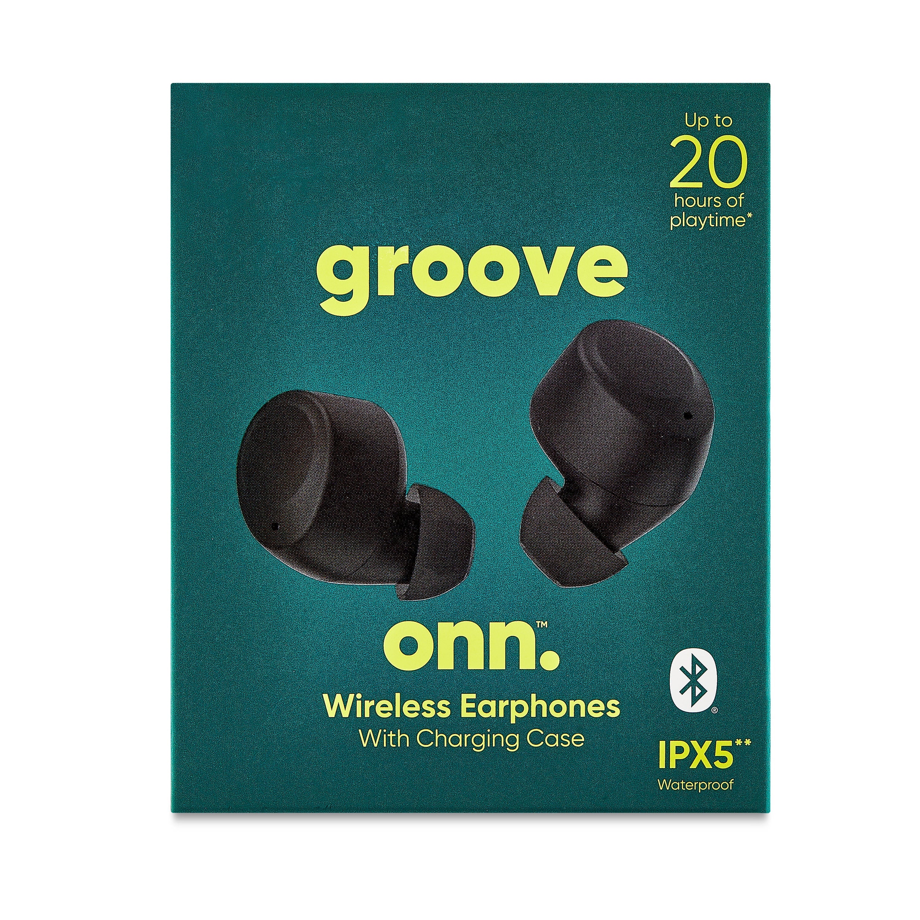 Onn Bluetooth Earphones with Charging Case and Touch Control, Black