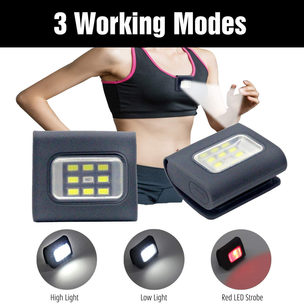 Running Light, 2Pack Reflective Running Gear for Runners, Rechargeable Light, Clip on Running Lights with Runners and Joggers for Camping