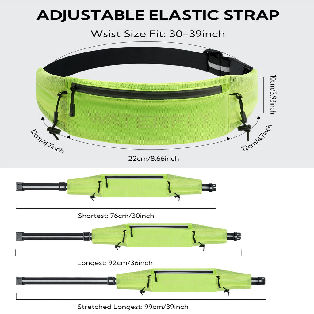 WATERFLY Unisex Adjustable Sports Jogging Fitness Nylon Running Waist Belt Band,Black
