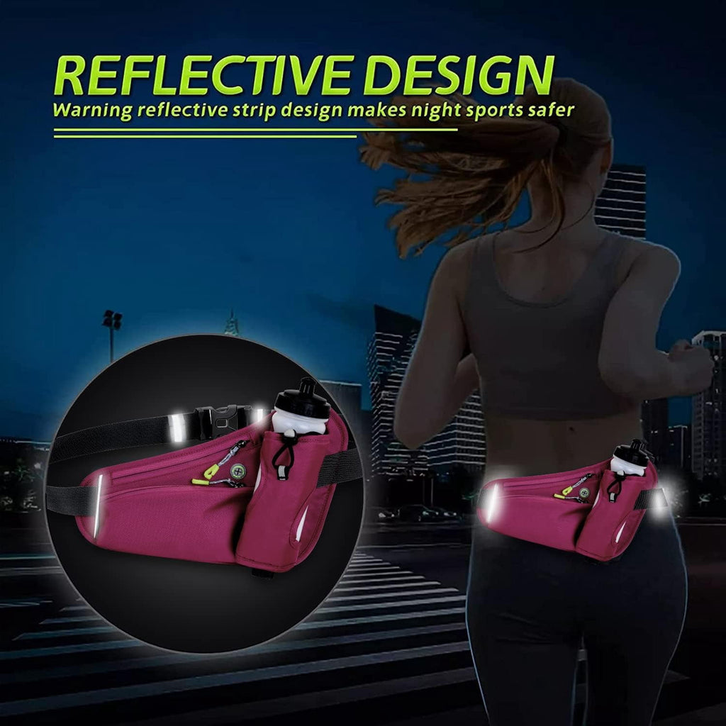 Running Belt Hydration Waist Pack with Water Bottle Holder for Men&Women Outdoor Sports (Black)