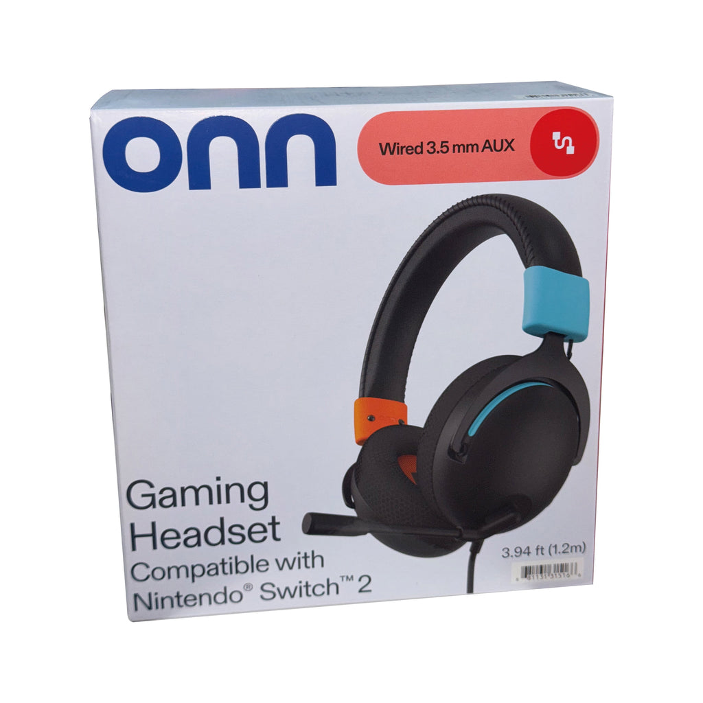 onn. Wired Video Gaming Headset with 3.5mm Connector, Flip-to-Mute Mic, Lightweight Steel, For Nintendo Switch 2