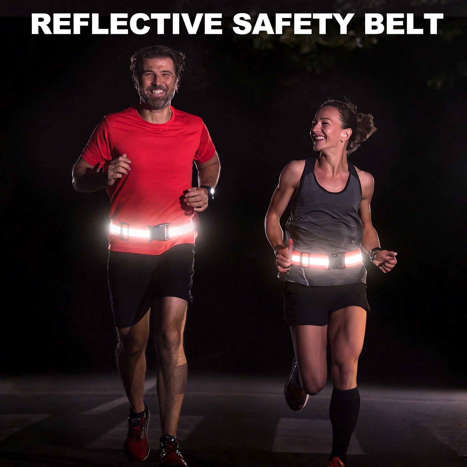 Uxcell Reflective Safety Belt, Adjustable High Visibility Glow Belt Outdoor Running Gear Accessories Fit For (Running/Walking/Cycling), 43.3 x 1.6" & 2 Pcs & Bright Red