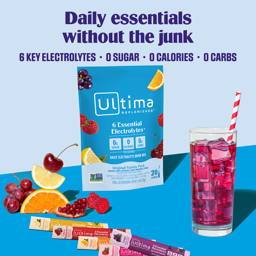 Ultima Replenisher, Electrolyte Drink Mix Packets, Sugar Free Daily Hydration Powder, Mocktini Variety Pack, 16 Count Stickpacks