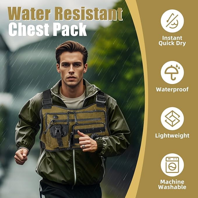 Chest Bag for Men,Running Pack Vest for Workouts,Water Resistant Sports Chest Pack For Running