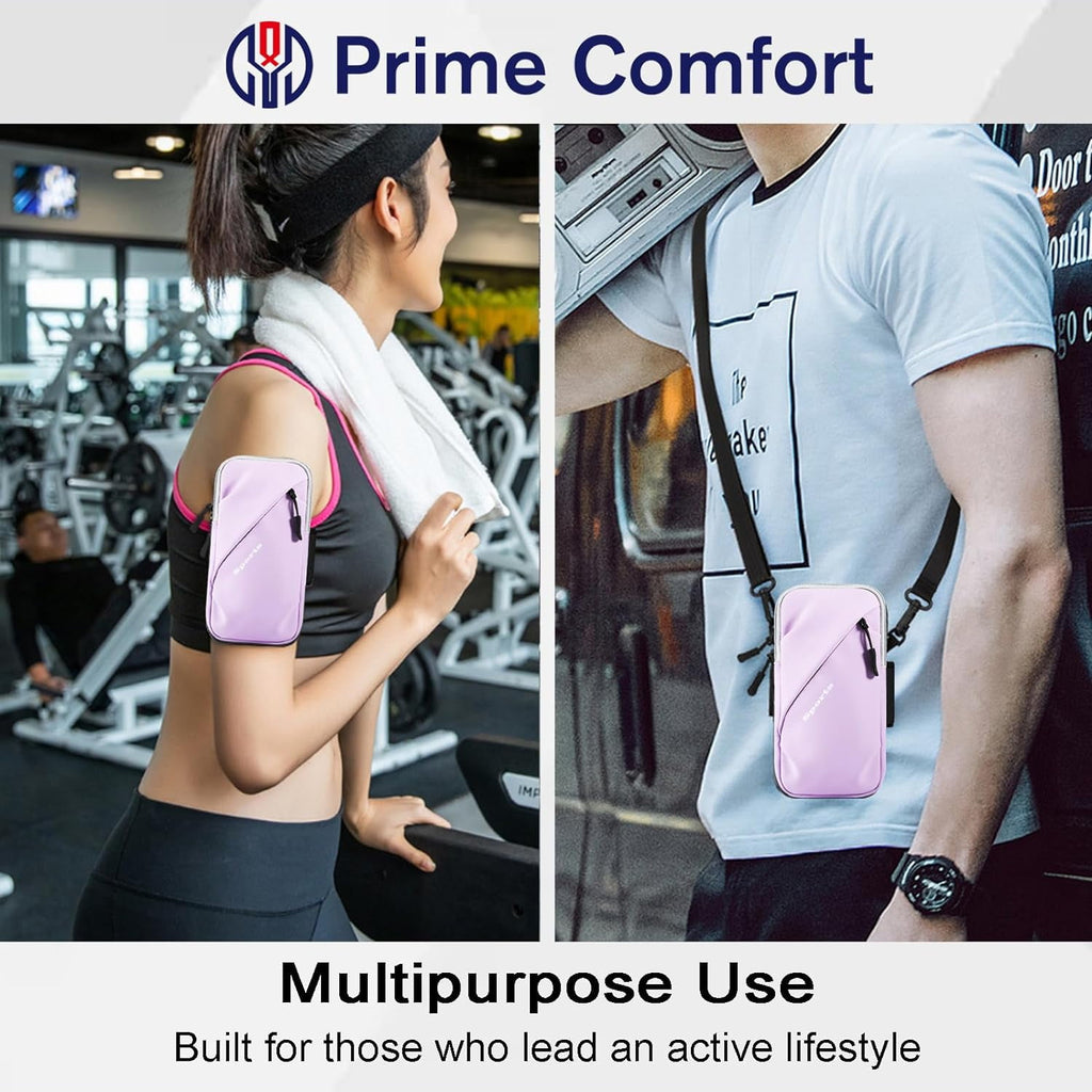 Cell Phone Holder for Walking, Running, Arm Band for Phone, Cell Phone Purse, Cross Body Phone Bag, Phone Holster, Cell Phone Carrier for Men Women, Phone Pouch (Purple)