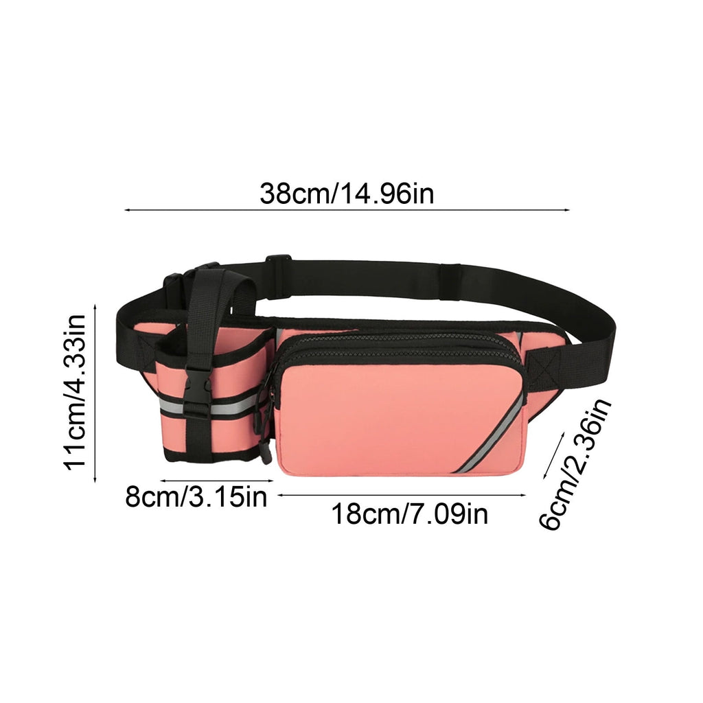 SIYTUAU Hydration Running Belt With Water Bottle Pocket Sports Waist Pack For Fitness Hiking Outdoor Adjustable Reflective Blue Nylon Bottle Waist Pack Blue