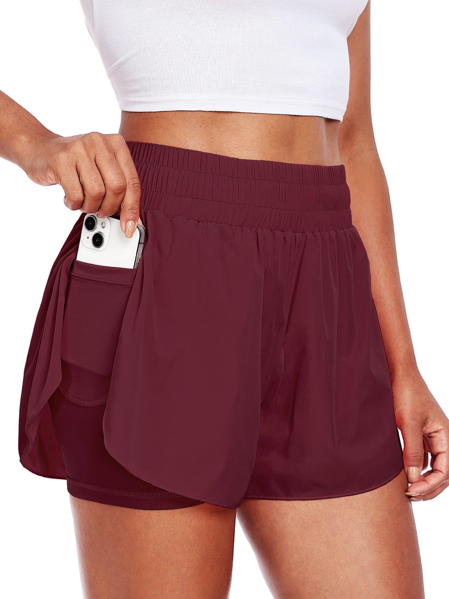 NELEUS Womens 2 in 1 Workout Yoga Shorts for Athletic Gym Running Casual Summer Short with Pocket,Navy Blue,US Size L