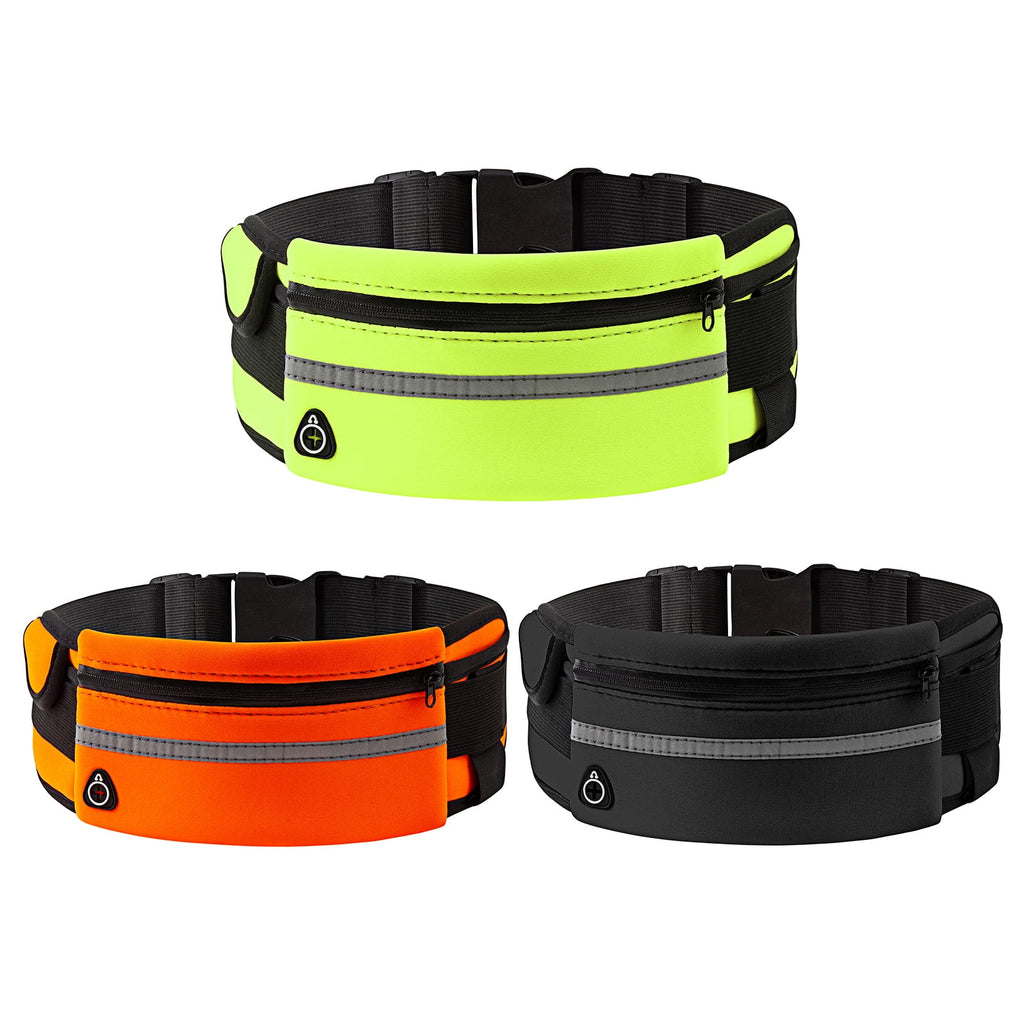 3 PCS Running Belt Pack, Waist Zip Pouch Bag with Adjustable Belt, Women and Men Phone Pack for Running Jogging Hiking Cycling Fitness Workout Gym Sports