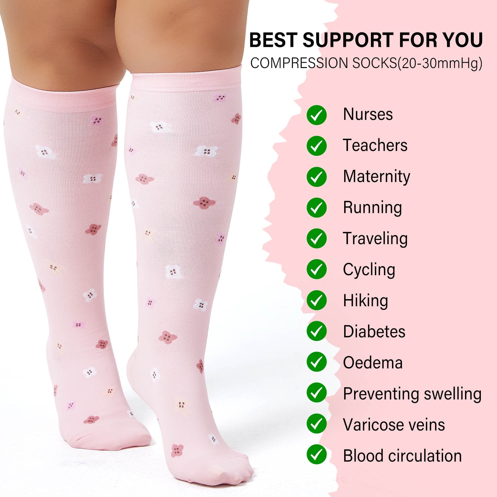 2 Pairs Wide Calf Compression Socks for Women Men AMITOFO Circulation 20-30mmHg Plus Size Knee High Support Stockings| Circulation | Nurses | Running | Travel,Beige Black 4XL