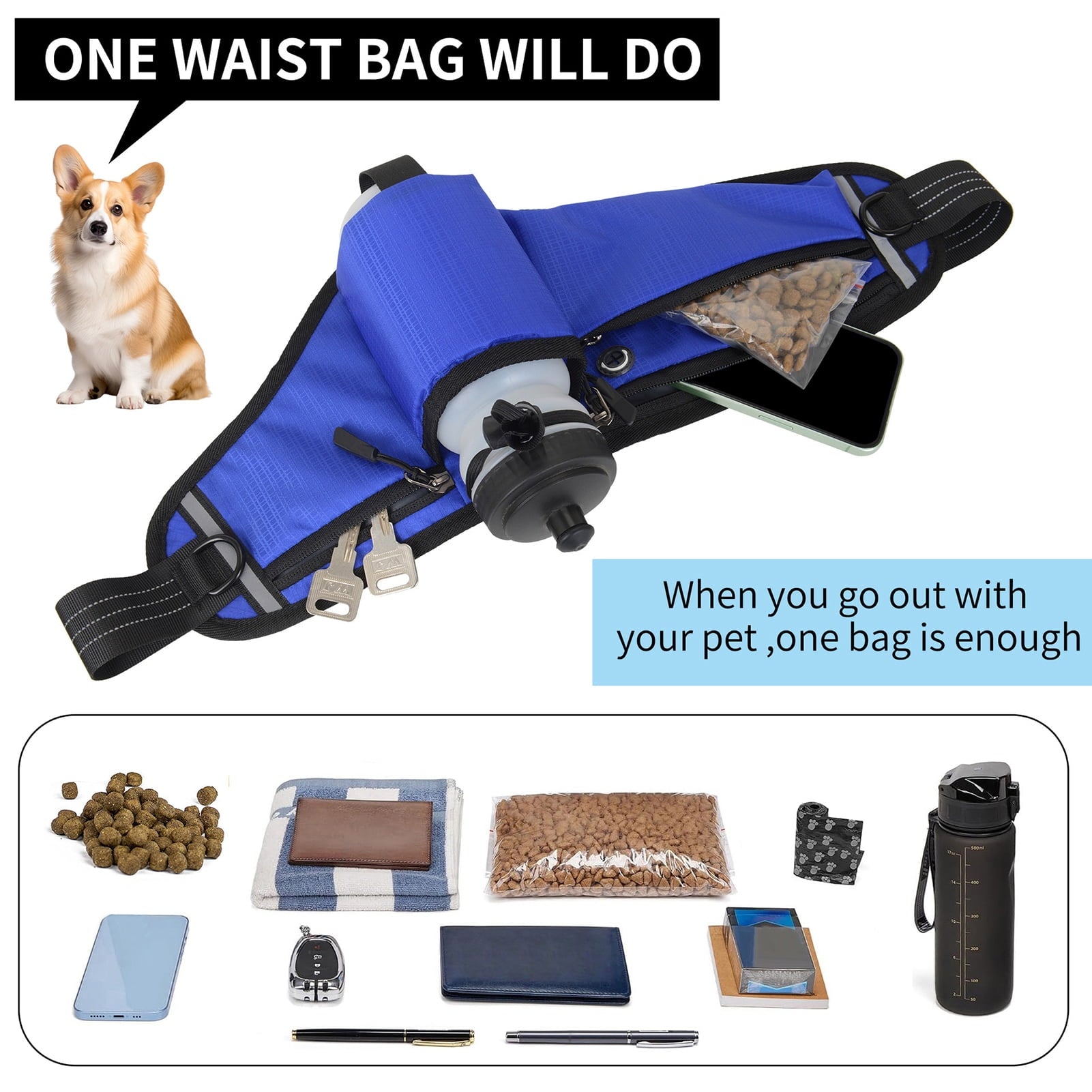 NFTIGB Running Belt Waist Pack Adjustable Hydration Bag with Water Bottle Holder for Runners Men Women, Black (10.63 inches / 27 cm)