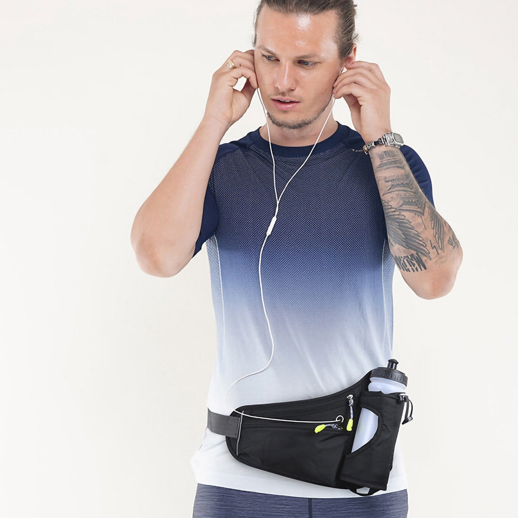 Running Water Bottle Hydration Belt with Water Bottle Holder Hiking Walking Waist Pack Adjustable Pack Compatible for Phone Waistband Outdoor Running Belt
