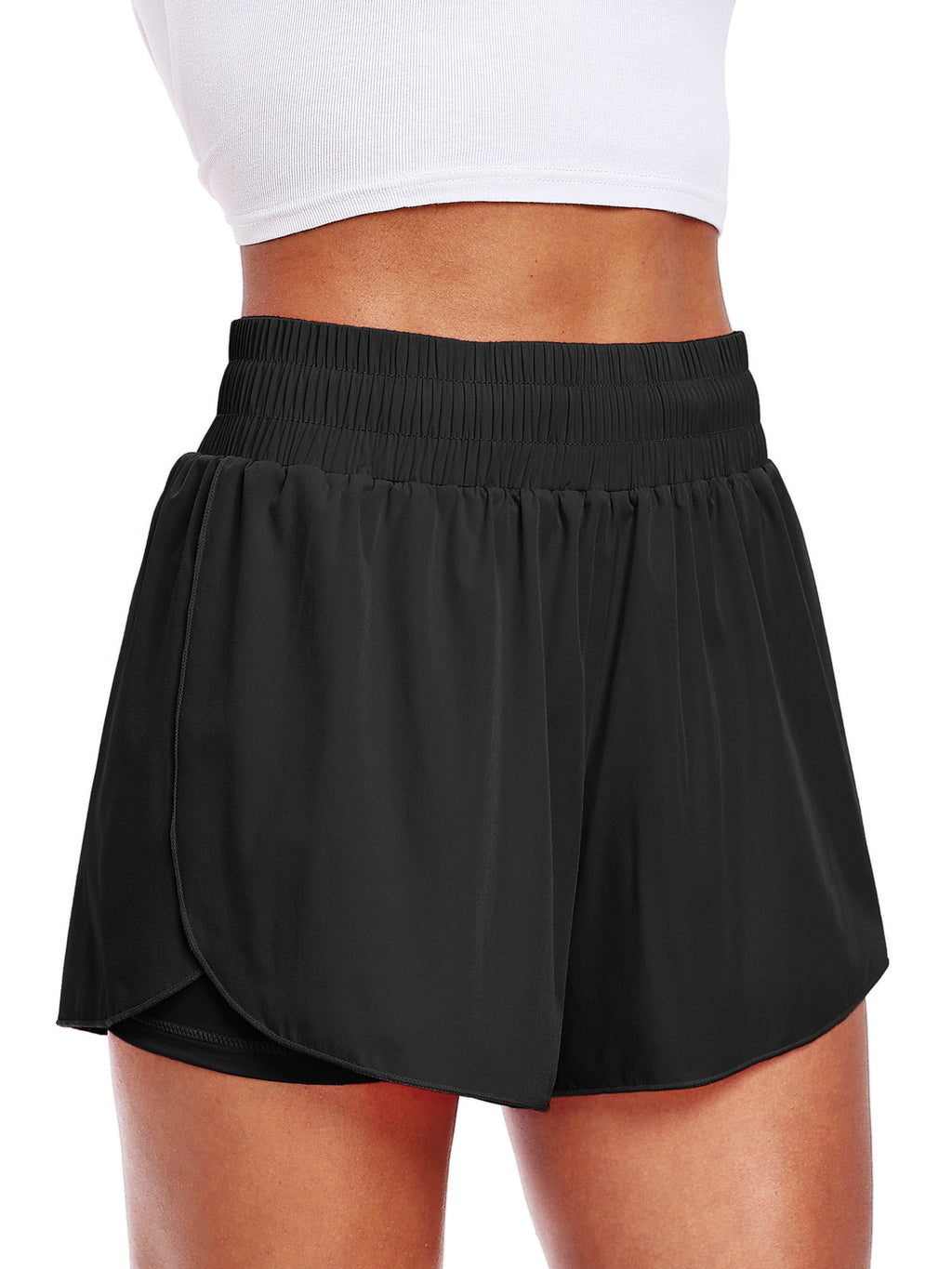 NELEUS Womens 2 in 1 Workout Yoga Shorts for Athletic Gym Running Casual Summer Short with Pocket,Navy Blue,US Size L