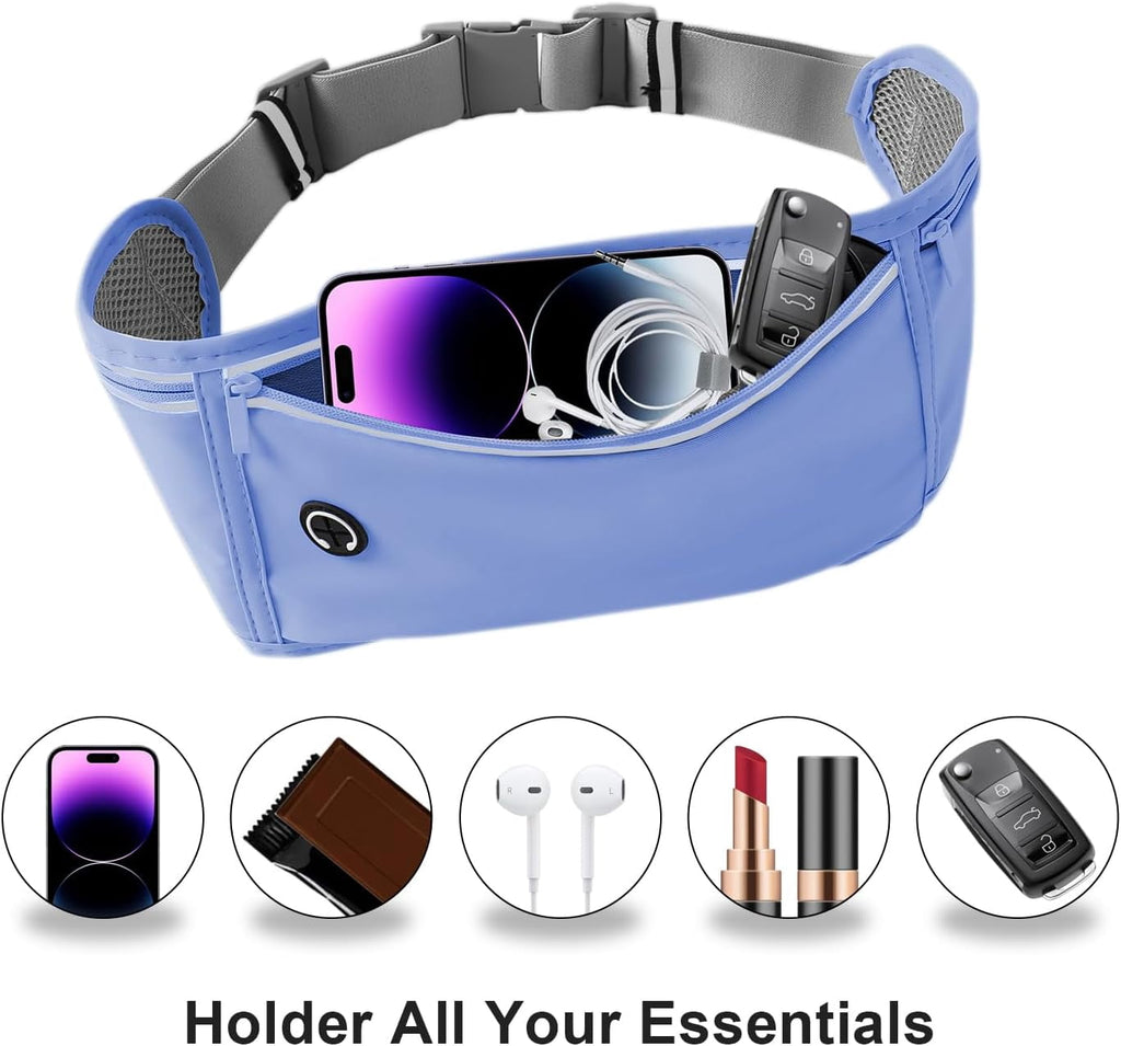 Slim Running Belt for Women Men,Runners Fanny Pack Phone Holder,Money Belt,Running Gear Accessories,with 3 Pockets(Black)