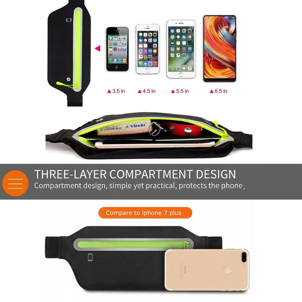 Entchin Slim Running Belt for Women Men, Runners Fanny Pack Phone Holder, Running Waist Bag for Workout