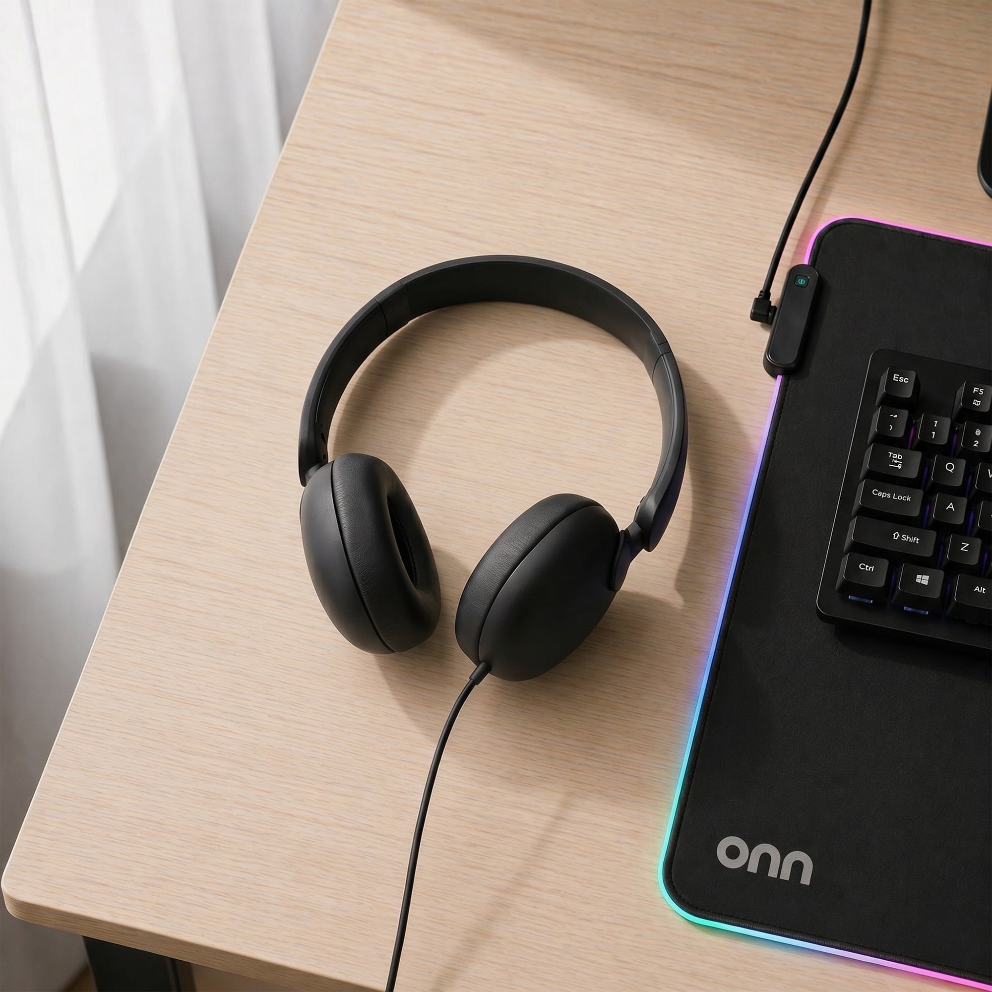 onn On-Ear USB-C Headphones, Black