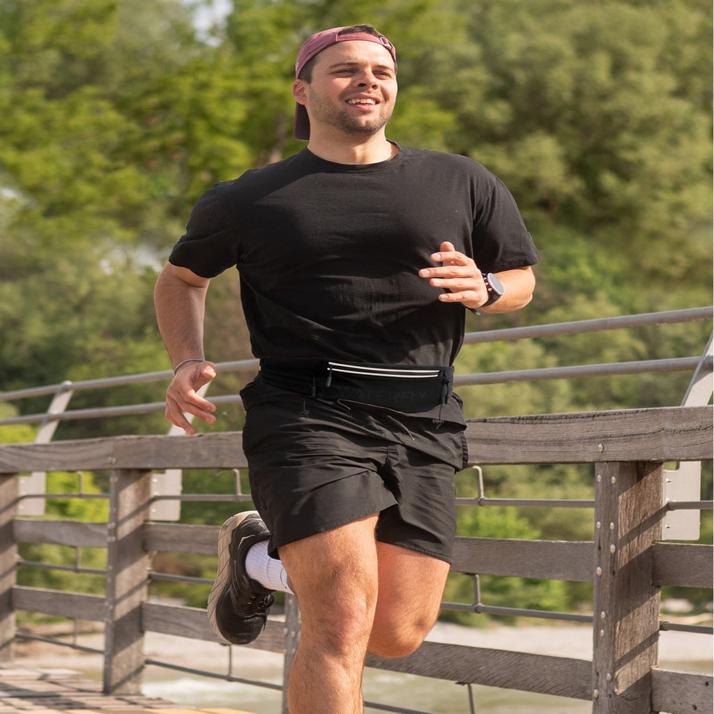 WATERFLY Unisex Adjustable Sports Jogging Fitness Nylon Running Waist Belt Band,Black