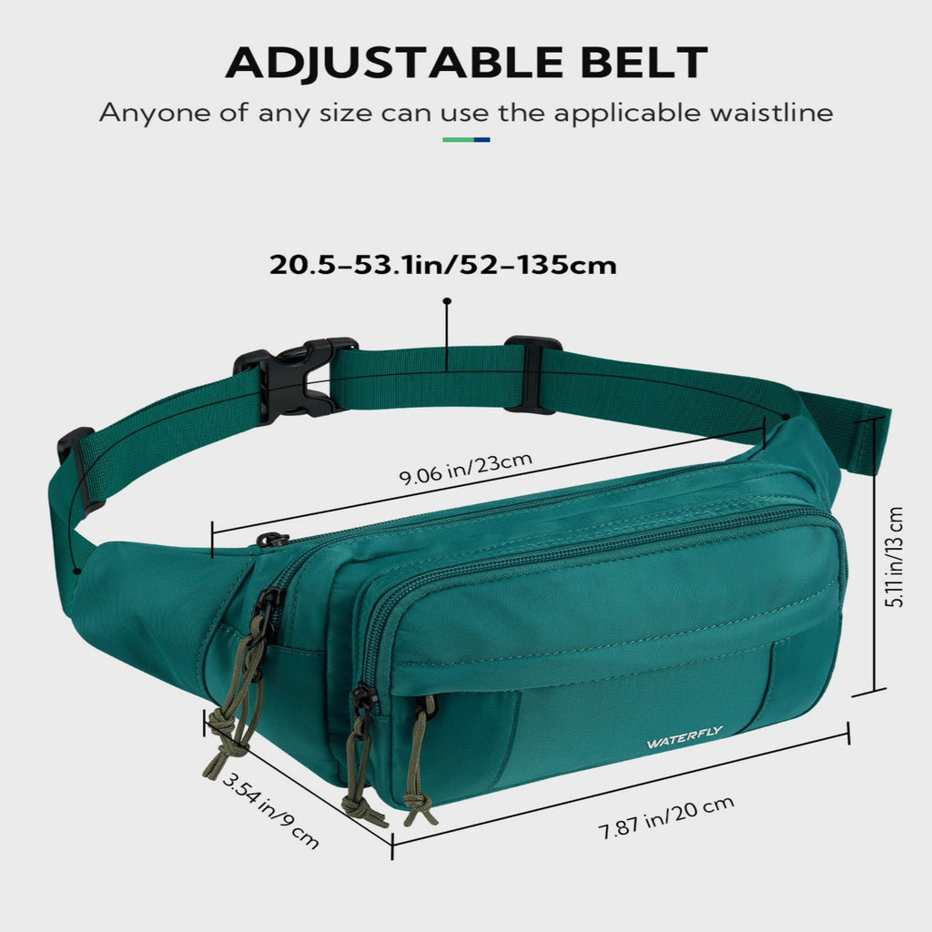 WATERFLY Unisex Large Capacity Walking Travel Nylon Fanny Pack Waist Bag,Yellow